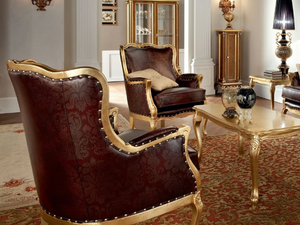 12426 - Upholstered leather armchair with armrests _ Modenese Luxury Interiors